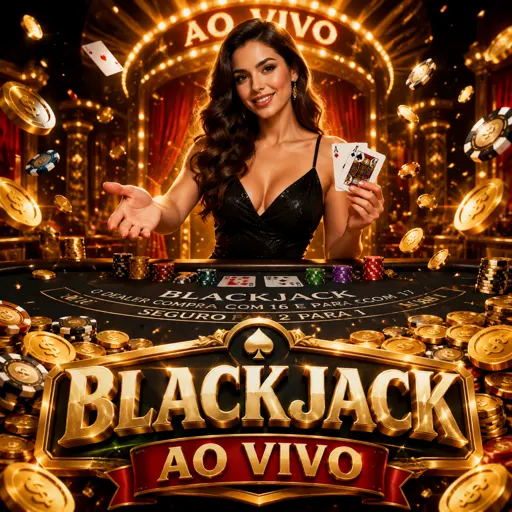 Crupiê brasileiro conduzindo mesa de blackjack ao vivo em estúdio