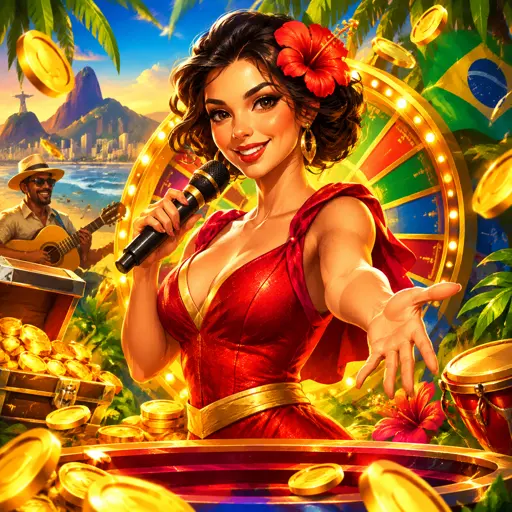 Game show ao vivo com roda gigante girando em estúdio